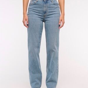Abercrombie Curve Love Ultra High Rise 90s Straight Jean with Vent Hem